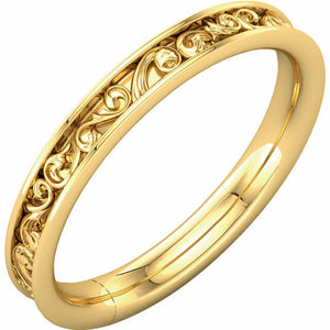 Size 7 - 14kt Yellow Gold Sculptural Style Design Wedding Band Bridal Ring New