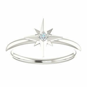 Women's Sterling Silver .03 CT Diamond Star Ring Sizes 6-8 including 1/4 sizes