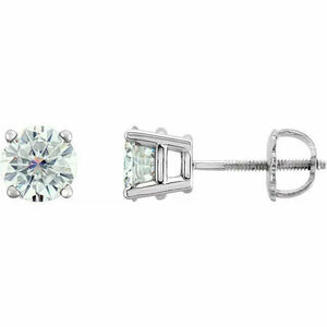 2.5 ct.tw. MOISSANITE Solitaire Stud Earrings 14k White Gold 4 Prong Setting