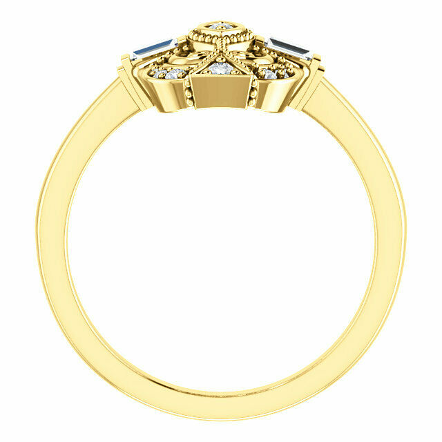 14kt Yellow Gold 1/6 CTW Diamond Vintage Style Ring Sz 6-8 including 1/4 sizes