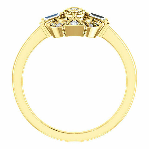Image of 14kt Yellow Gold 1/6 CTW Diamond Vintage Style Ring Sz 6-8 including 1/4 sizes
