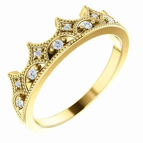 Image of Princess Crown Ring 1/8 CTW Diamond 14k Yellow Gold Size 7 Free Shipping New