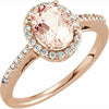 14k Rose Gold 1.28ct Morganite Diamond Engagement Ring Sz 7 Bridal Jewelry New