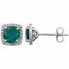 Sterling Silver 6mm Lab Created Emerald & .015 ct tw Diamond Earrings