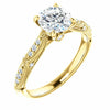 14K Yellow Gold Round Forever One Moissanite & 1/10 CTW Diamond Engagement Ring