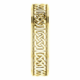 Size 9 - 6.0 mm Wide Celtic Inspired 14K Yellow Gold Milgrain Edge Wedding Band