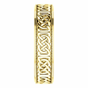 Size 9 - 6.0 mm Wide Celtic Inspired 14K Yellow Gold Milgrain Edge Wedding Band