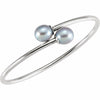 Sterling Silver 9.5mm Grey Freshwater Cultured Pearl Flexible Bangle Bracelet