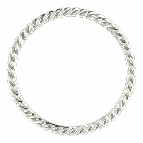 Image of Sterling Silver Skinny Rope Band 2.0 mm wide Sizes 4-8 including 1/2 sizes