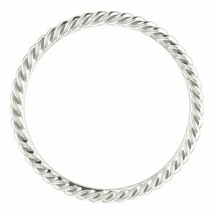 Sterling Silver Skinny Rope Band 2.0 mm wide Sizes 4-8 including 1/2 sizes