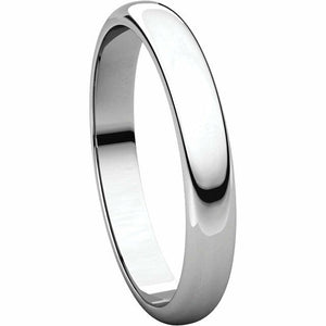 SIZE 9.5 - 3.0 mm wide PLATINUM Half Round Wedding Band FREE Priority Shipping