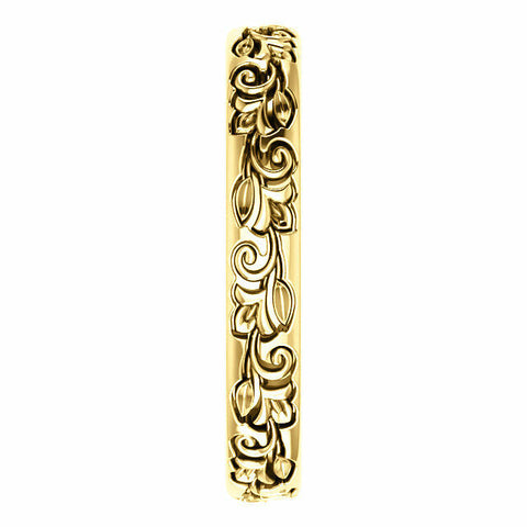 Image of SIZE 5.5 14k Yellow Gold Vintage Inspired Sculptural Wedding Band 3 mm wide New