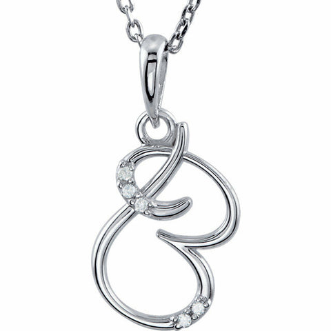 Image of SALE Sterling Silver Diamond Letter "B" Script Initial 18" Necklace 45% Off SRP