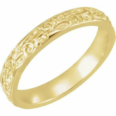 Image of SIZE 7 - 14kt Yellow Gold Floral Inspired Wedding Band or Stackable Ring New