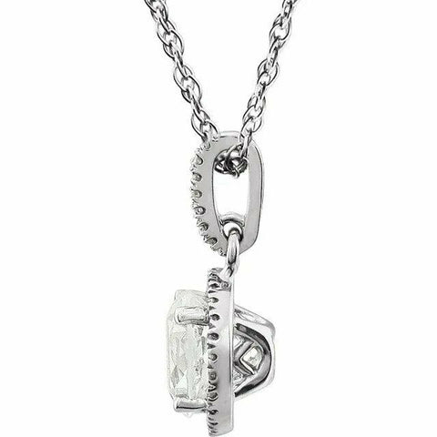 Image of 14kt White Gold 1/10 CTW Genuine Diamond and Created White Sapphire Necklace 18"