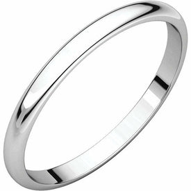 SIZE 6.5 - 2mm wide Platinum  "Half Round" Light Wedding Band 45% off Sug Retail