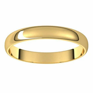 3mm wide 10kt Yellow Gold Half Round Ultra-Light Wedding Band Sz 4-12 Available