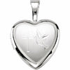 Sterling Silver Cross and Dove Small Heart Locket 12 x 12.5mm New Religious