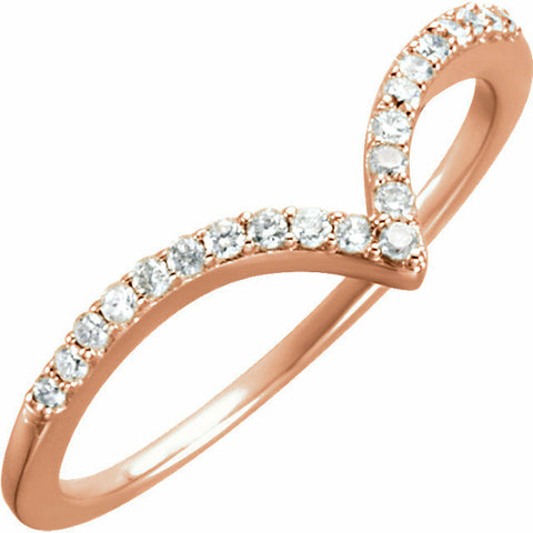 Image of 14kt Rose Gold 1/6 cttw Diamond "V" Ring Fashion Ring Size 7 Free Shipping