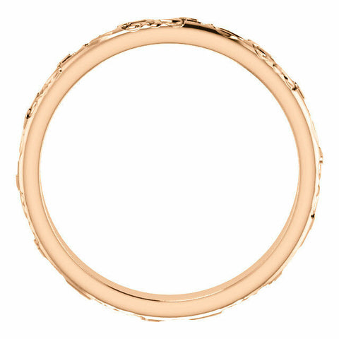 Image of SIZE 7 - 14k Rose Gold Vintage Inspired Sculptural Wedding Band 3.5 mm wide New