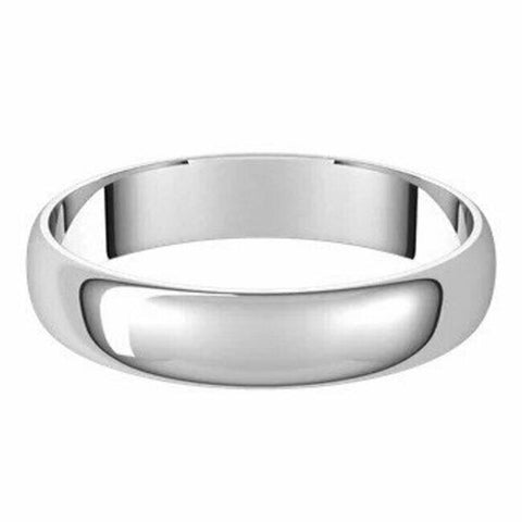 Image of Solid 18kt White Gold 4mm Wedding Band Sizes 4-20 Half Round Ultra Light Ring