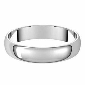 Solid 18kt White Gold 4mm Wedding Band Sizes 4-20 Half Round Ultra Light Ring