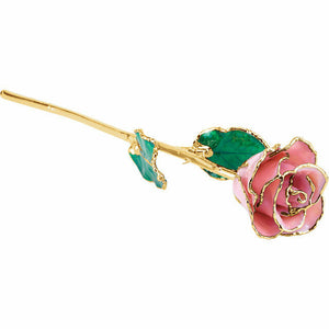 Real Lacquered 12" inch Pink Pearl Rose 24k Gold Trim FREE Shipping & Gift Box