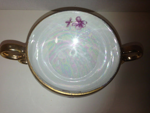 Image of Loft Japan Fine China Floral Pattern Sugar Bowl / Dish Footed with Gold Trim