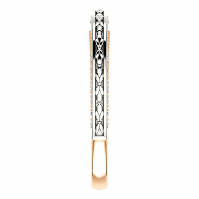 14K White and Rose Gold .07 CTW Diamond Vintage-Inspired Band Sizes 6 thru 8