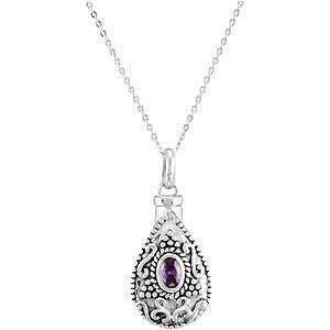 Image of FEBRUARY Birthstone Tear ASH HOLDER Pendant 18" Chain Sterling Silver Jewellery