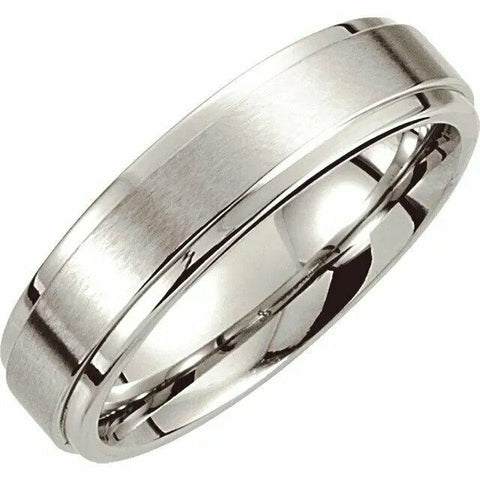 Image of Mens Comfort Fit Cobalt Ridged Wedding Band 6mm Wide Satin Finished Size 7-13