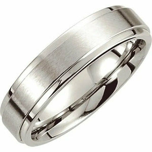 Mens Comfort Fit Cobalt Ridged Wedding Band 6mm Wide Satin Finished Size 7-13