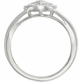 Size 6 Sterling Silver and Diamond Accent Filigree Vintage Style Ring