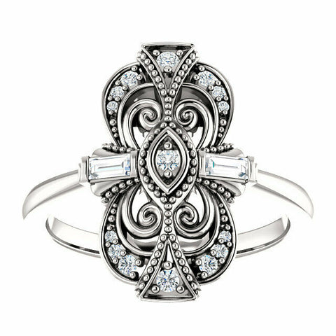Image of 14kt White Gold 1/6 CTW Diamond Vintage Style Ring Sizes 6-8 including 1/4 sizes