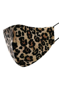 Adult Leopard Face Mask - MADE IN USA - Cotton Lining - Washable - Filter Pocket