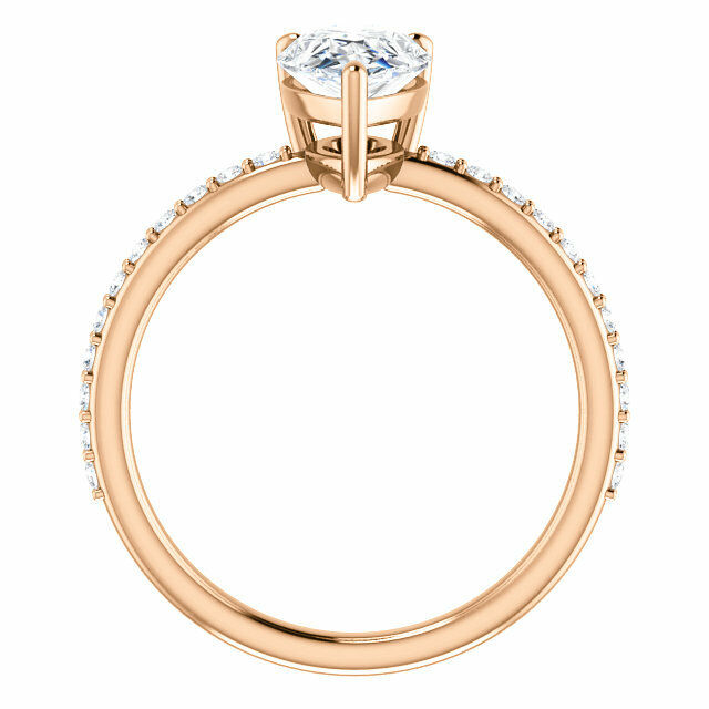 14K Rose Gold Pear Forever One Moissanite & 1/5 CTW Diamond Engagement Ring