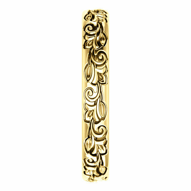 SIZE 7 - 14k Yellow Gold Vintage Inspired Sculptural Wedding Band 3.5mm wide New