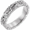 Sterling Silver Floral Inspired Band 4.2 mm wide Sizes 4-8 including 1/2 sizes