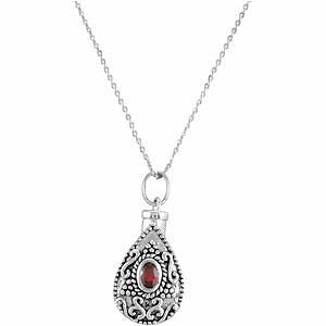 Image of JANUARY Birthstone Tear ASH HOLDER Pendant & 18" Chain Sterling Silver Jewellery