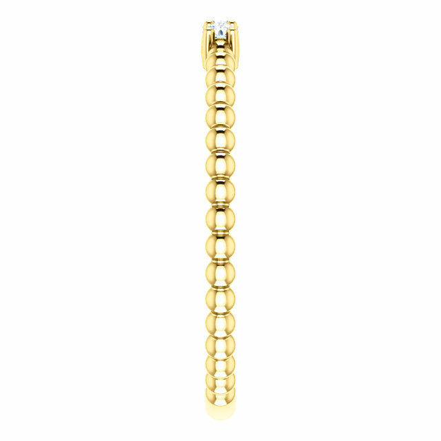 SIZE 7 - 14k Yellow Gold 1/10 CTW Diamond Beaded Stackable Ring / Fashion Band