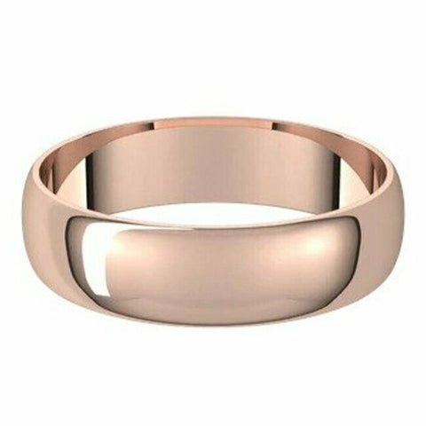 Image of Solid 18k Rose Gold 5mm Wedding Band Sizes 4-20 Half Round Ultra Light Ring