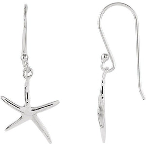 New Sea Life Sterling Silver Starfish Earrings 16mm x 13mm with Free Shipping