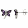 Dragonfly Earrings set in 14K White Gold with Amethyst and .04 CTW Diamonds