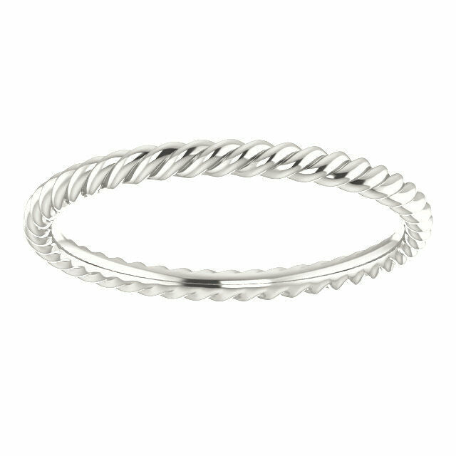 Sterling Silver Skinny Rope Band 2.0 mm wide Sizes 4-8 including 1/2 sizes