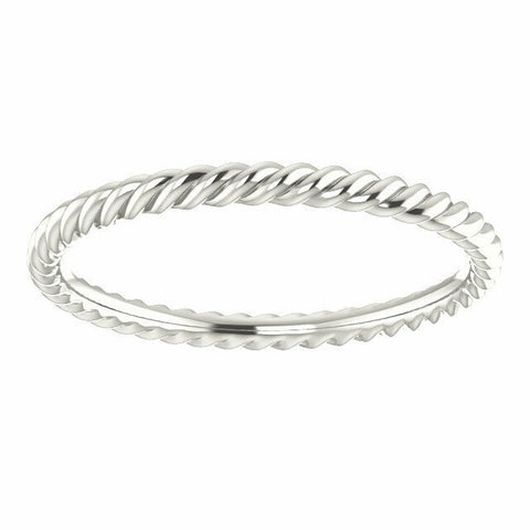 Image of Sterling Silver Skinny Rope Band 2.0 mm wide Sizes 4-8 including 1/2 sizes