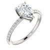 14K White Gold Pear Forever One Moissanite & 1/5 CTW Diamond Engagement Ring