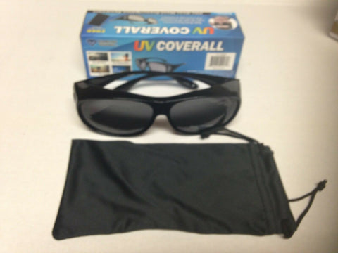 Image of New Black Fit Over Coverall Sunglasses UV Protection Mens and Womens w/Pouch