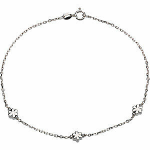 Image of 10" Inch Sterling Silver Flower ANKLET with Free Shipping New Gift