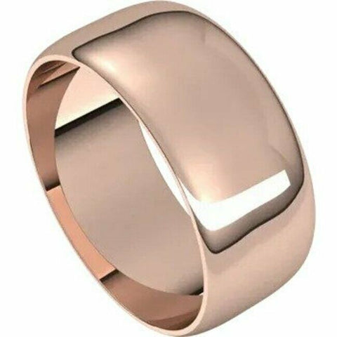 Image of 8mm Solid 18k Rose Gold Wedding Band Sizes 4-20 Half Round Ultra Light Ring