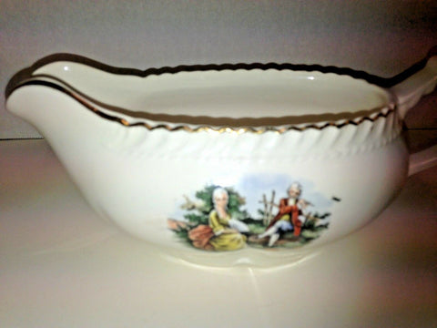 Image of The Harker Pottery Gravy Boat George Martha Colonial Couple Made in USA 22kt